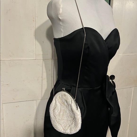 VTG Nili Martin Strapless Gown Sz 12 Black + Magenta Lining Made USA 90s Mobwife - Picture 15 of 16